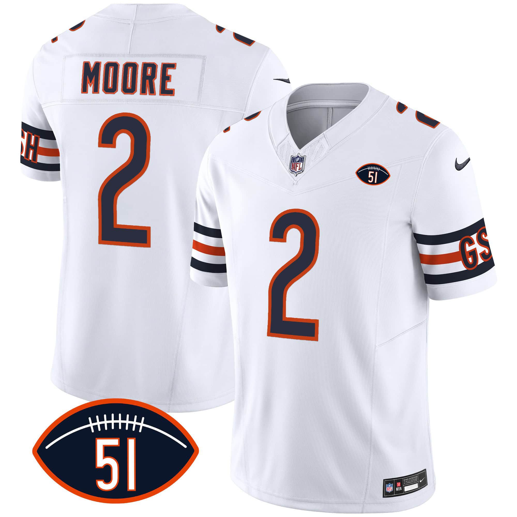 Men Chicago Bears #2 Moore White 2024 Nike Patch GSH Vapor NFL Jersey->indianapolis colts->NFL Jersey